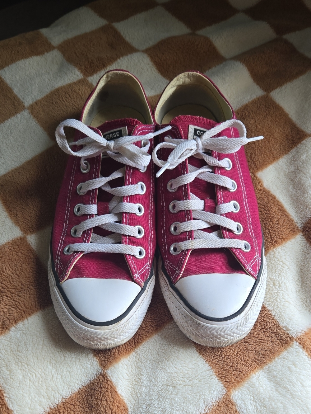 Converse Low Top Canvas Sneakers - Fuchsia Pink with White Accents